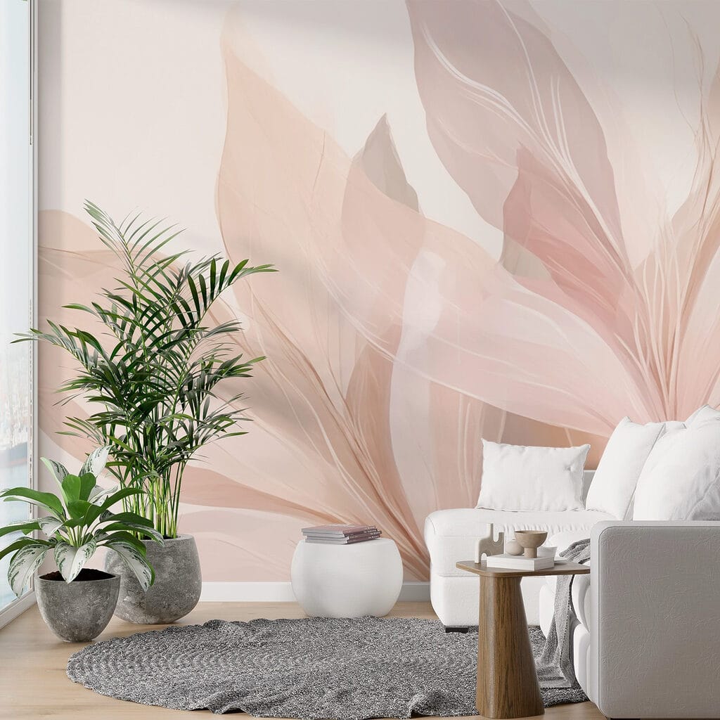 Pink leaves fanning out — interior 1