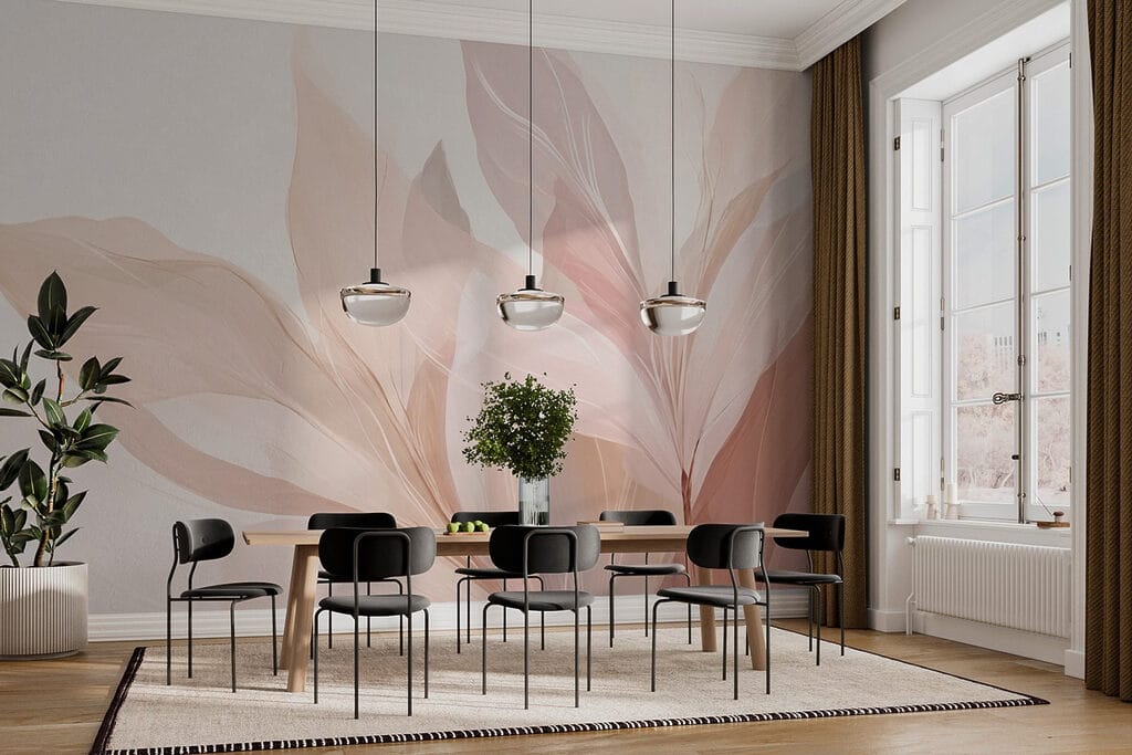 Pink leaves fanning out — interior 3