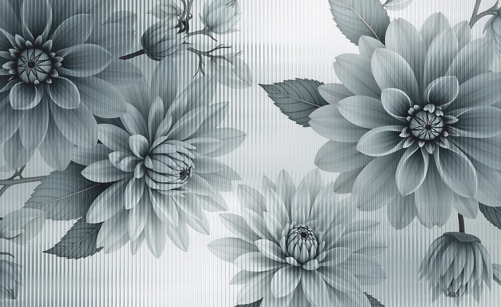 Dahlias in Fine Lines — full design