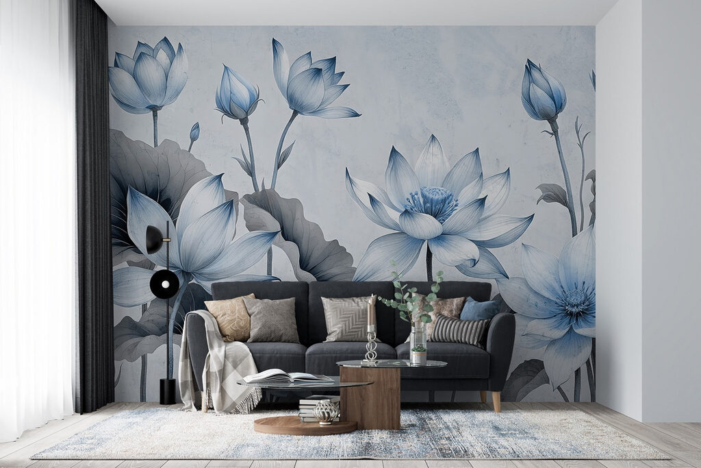 Lotus in Fine Ink in an interior