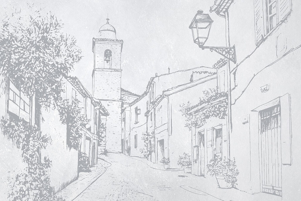 Village Street in Pencil — full design