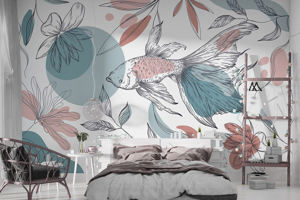 Koi and Botanical Lines in an interior