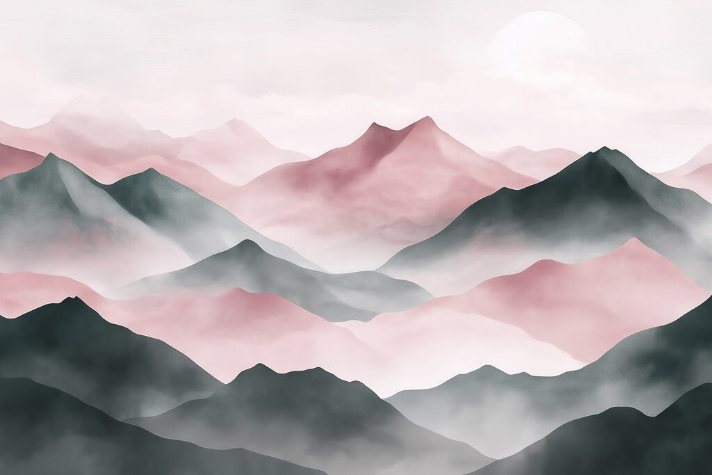 Mountains in Layered Ink — full design
