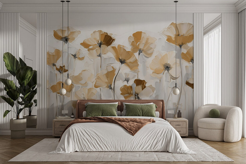 Poppies in Painted Light in an interior