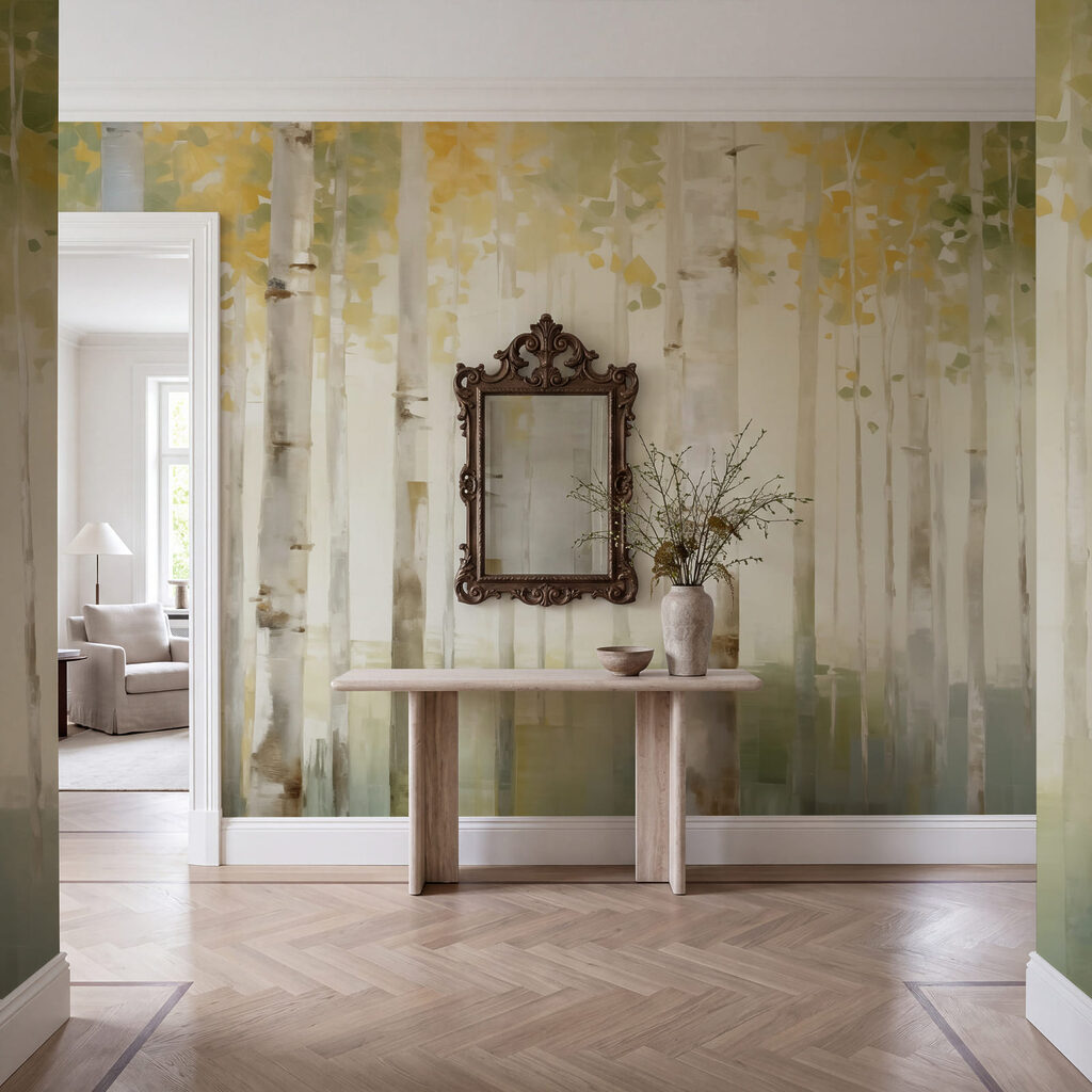 Sunlit Birch Grove in an interior