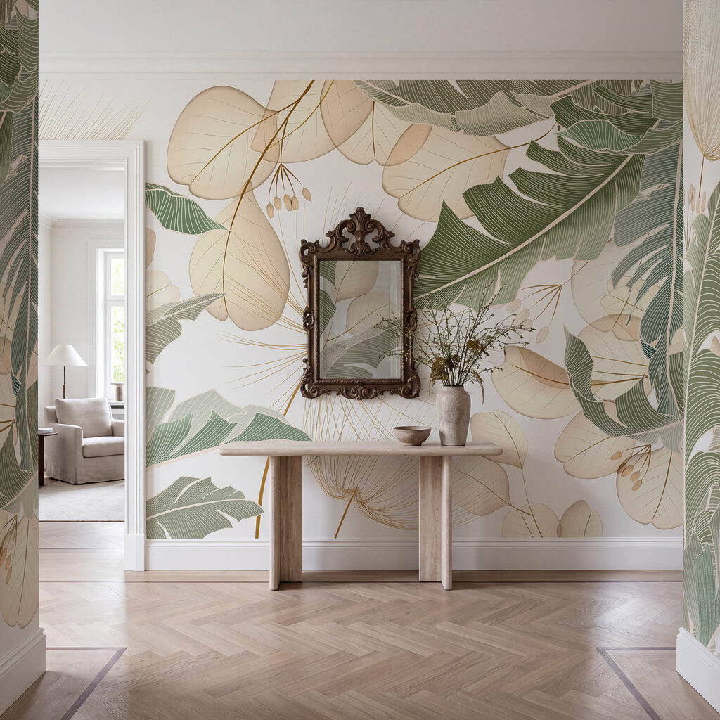 Tropical Leaf Cutouts in an interior