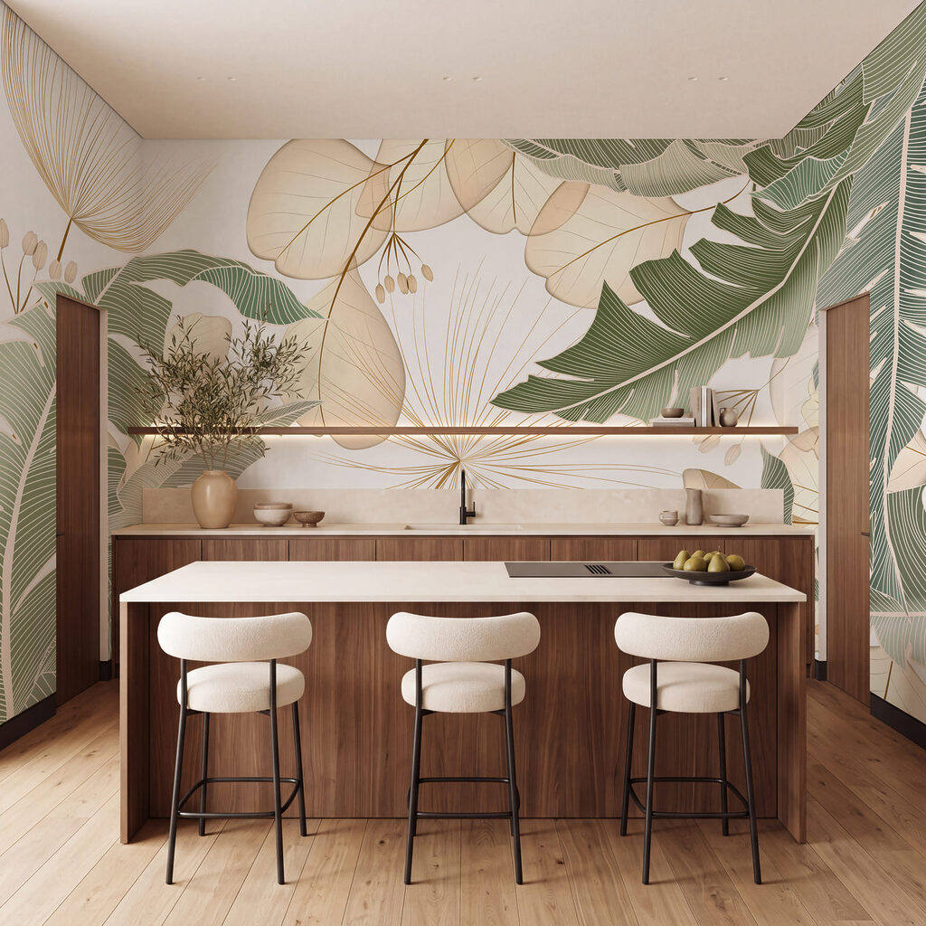 Tropical Leaf Cutouts in an interior