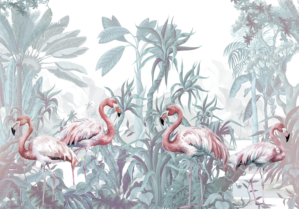 Flamingos in the Grove — full design