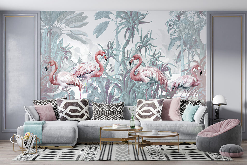 Flamingos in the Grove in an interior