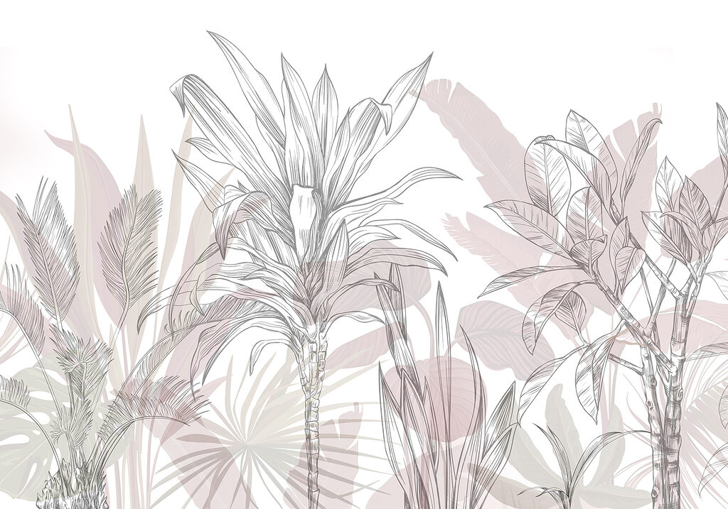 Tropical Leaves in Pencil — full design