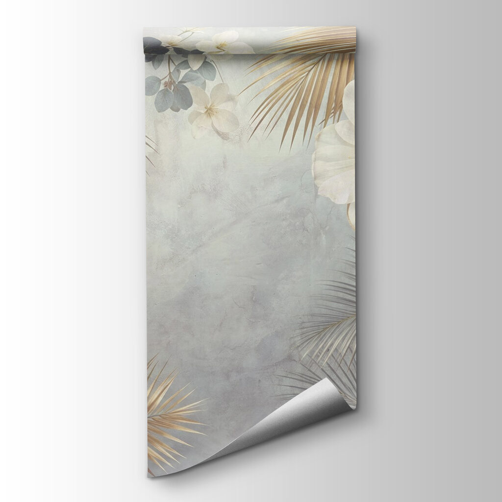 White flowers, golden fans — product view