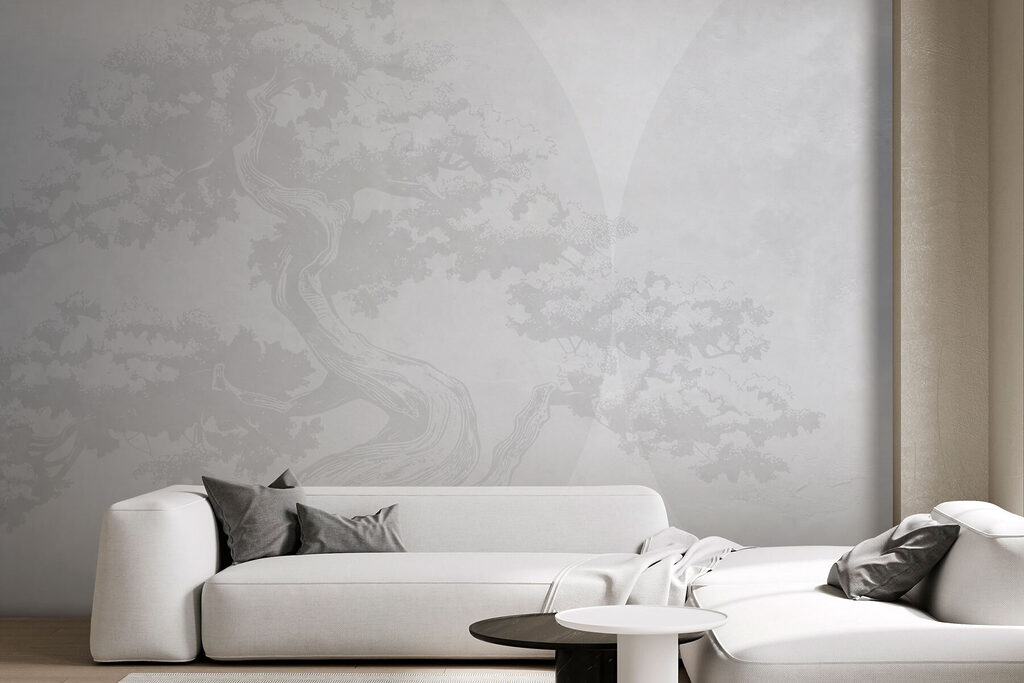 Twisting Tree Silhouette in an interior
