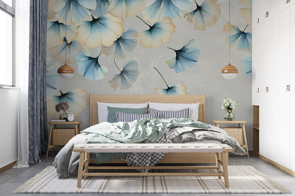 Ginkgo Leaves Falling in an interior