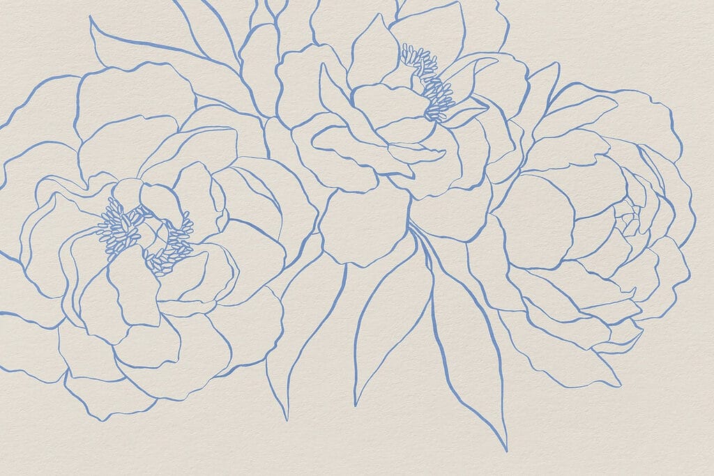 Peonies in One Line — full design