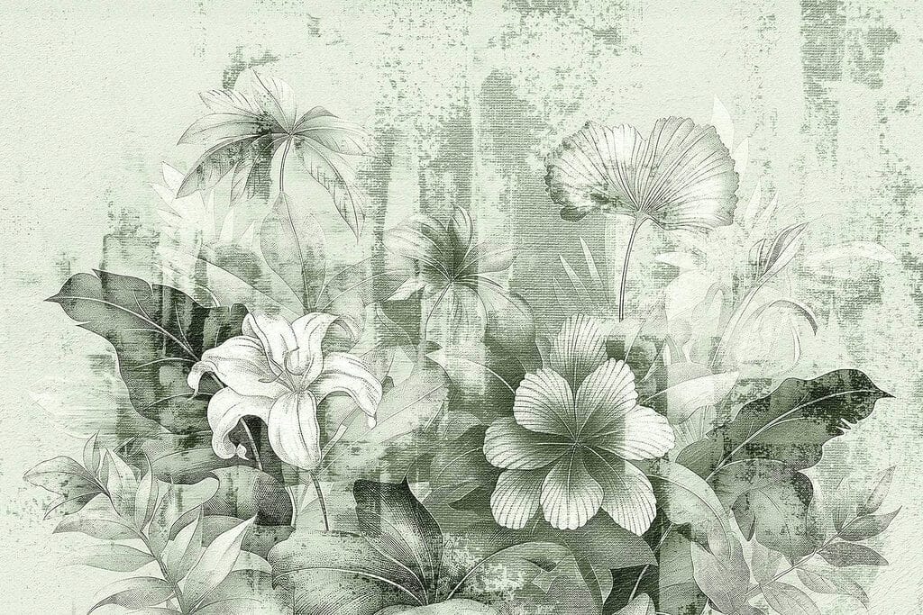 Garden Flowers in Ink — full design
