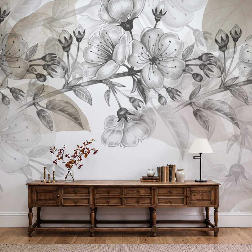 Flower Branches in Graphite in an interior
