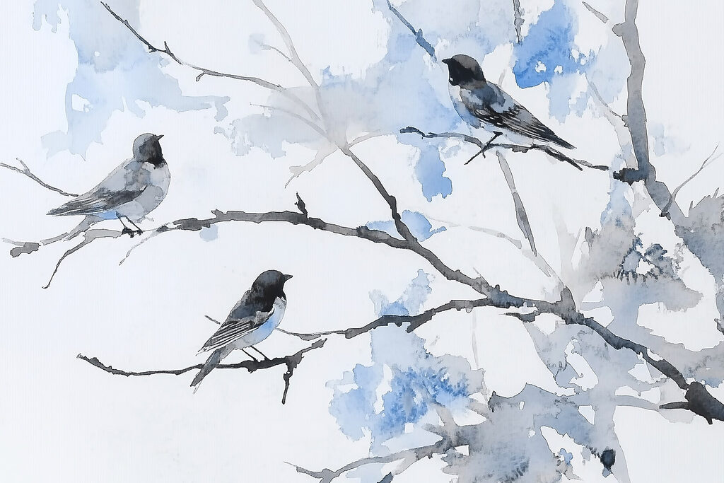 Birds on Leafy Branches — full design