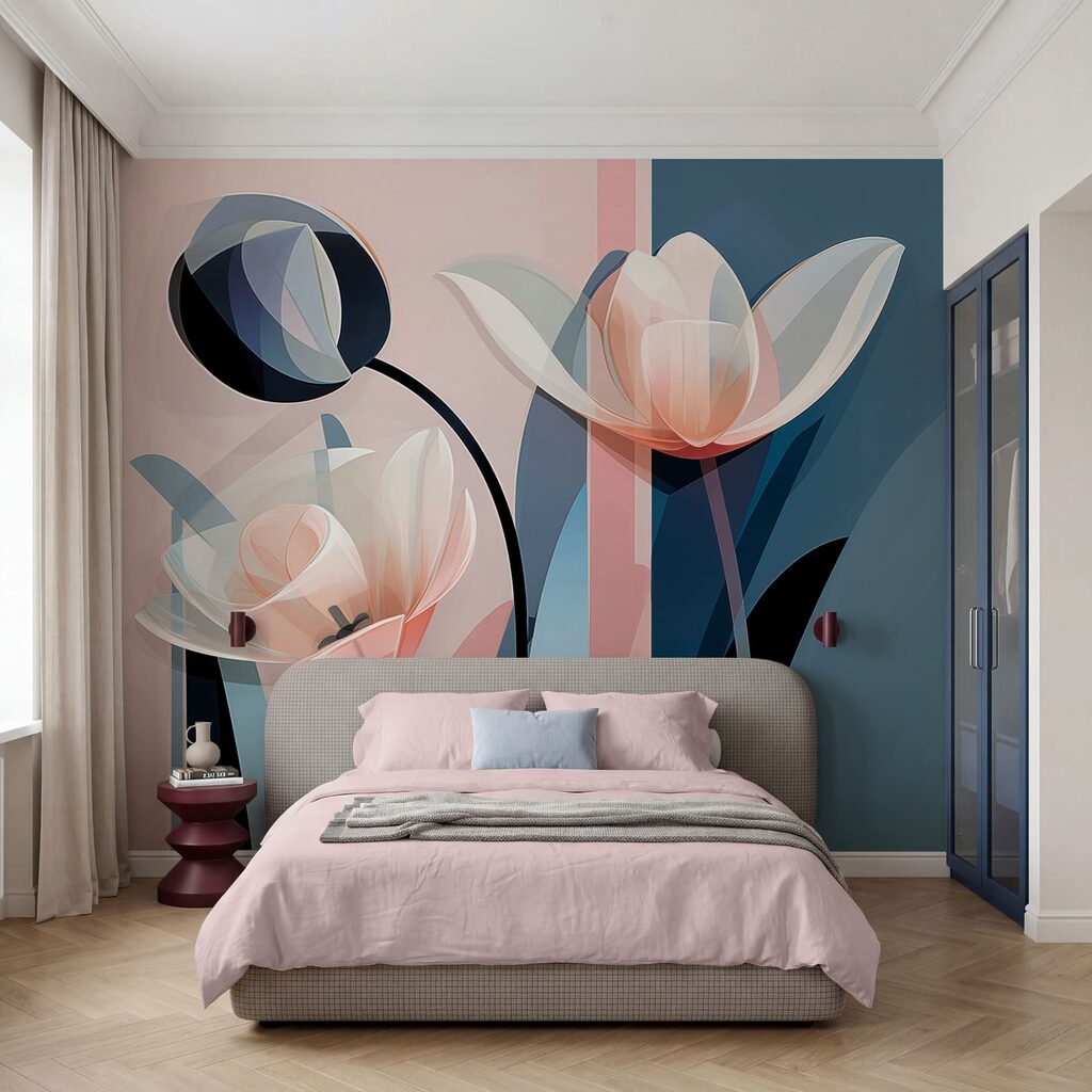 Tulips in Geometric Light in an interior