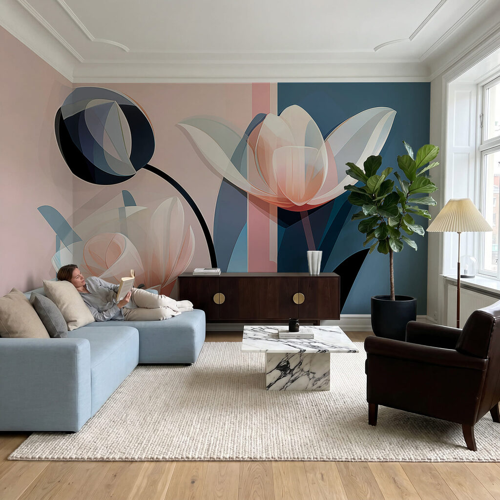 Tulips in Geometric Light in an interior