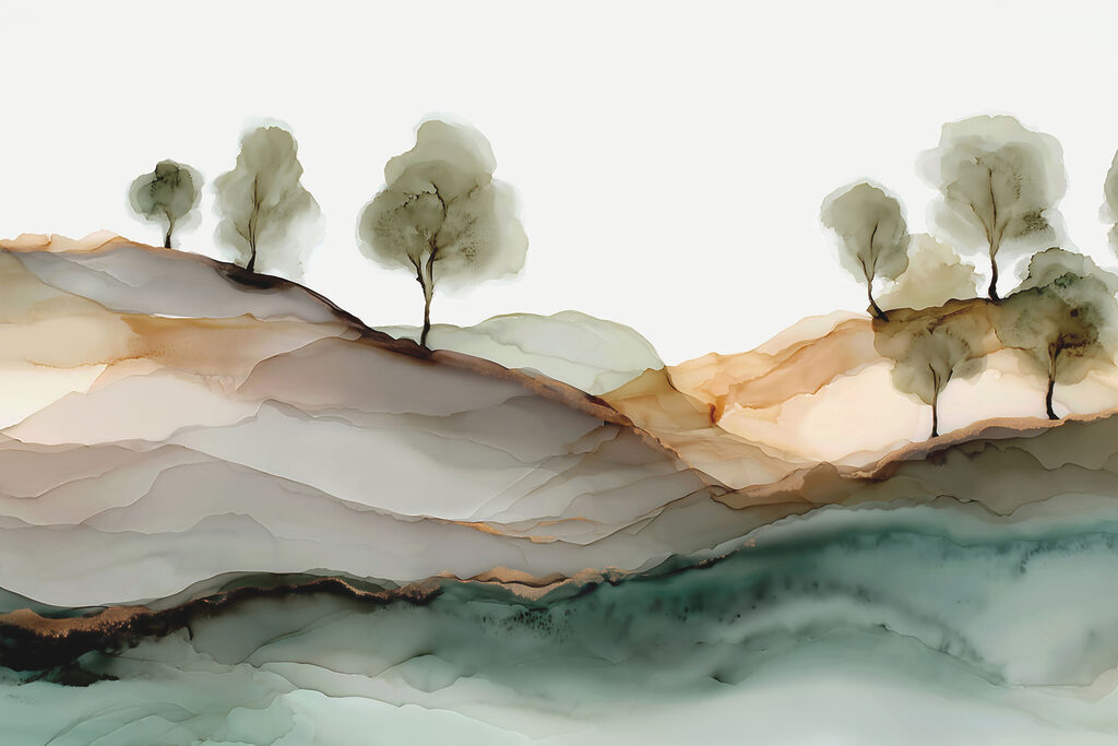 Watercolour Hillside — full design